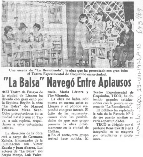 "La Balsa" navegó entre aplausos.  [artículo]