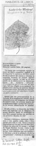 Magisterio y niño.  [artículo]