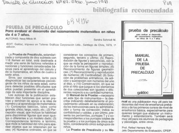 Prueba de precálculo  [artículo] Rafael Herrera Ruiz.