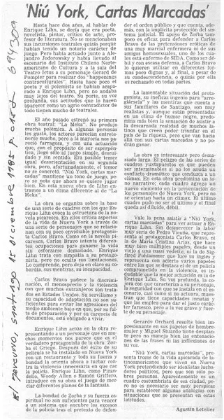 Niú York, cartas marcadas  [artículo] Agustín Letelier.