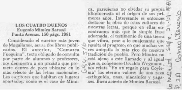 Los cuatro dueños.  [artículo]