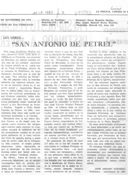 San Antonio de Petrel  [artículo] José Arraño Acevedo.