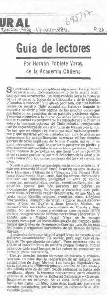 Guía de lectores  [artículo] Hernán Poblete Varas.