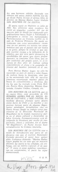 Los rostros de la lluvia  [artículo] S.Q.R