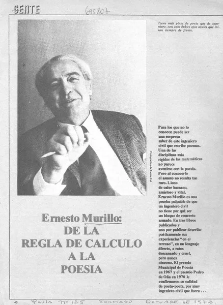 Ernesto Murillo: de la regla de cálculo a la poesía  [artículo] M. S.