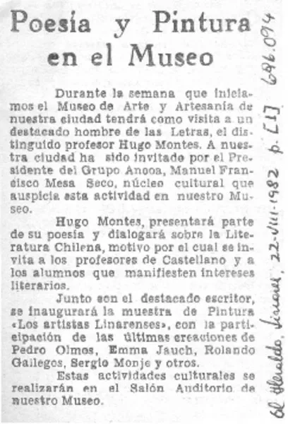 Poesía y pintura en el museo.  [artículo]