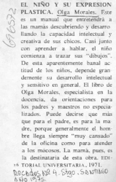 El Niño y su expresión plástica.  [artículo]