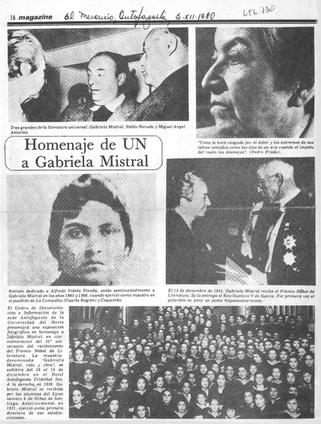 Homenaje de UN a Gabriela Mistral.  [artículo]