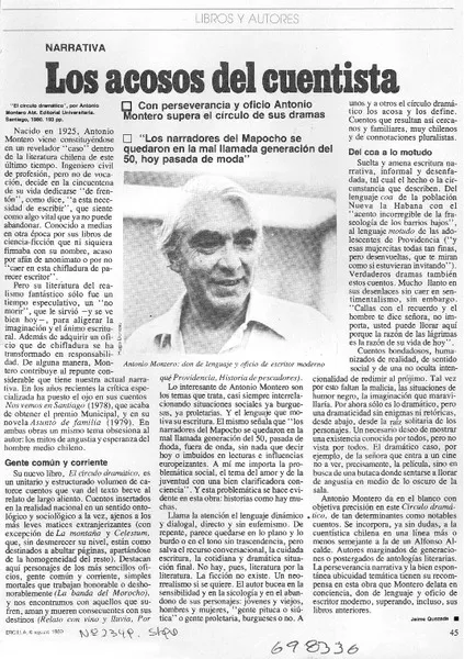 Los acosos del cuentista  [artículo] Jaime Quezada.