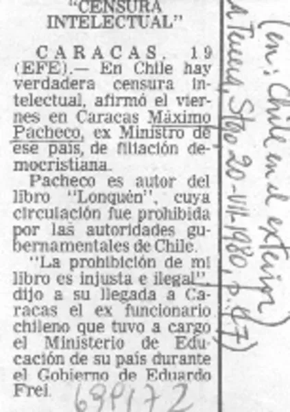 Censura intelectual".  [artículo]