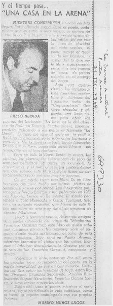Una casa en la arena"  [artículo] Marino Muñoz Lagos.