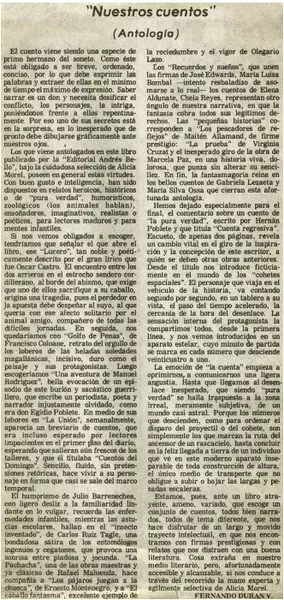 Nuestros cuentos"  [artículo] Fernando Durán V.