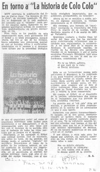 En torno a "La historia de Colo Colo".  [artículo]
