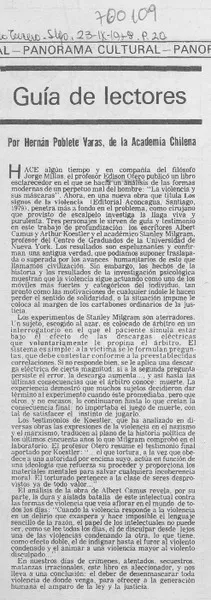 Guía de lectores  [artículo] Hernán Poblete Varas.