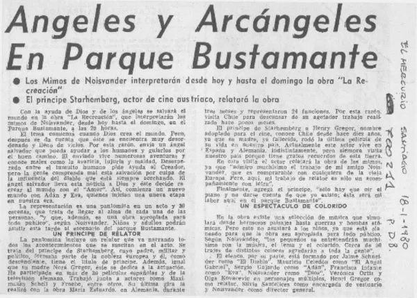 Angeles y Arcángeles en Parque Bustamante.  [artículo]