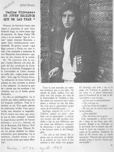 Un joven escritor que se las trae [entrevista] : [artículo].