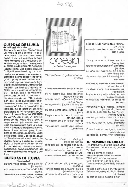 Cuerdas de lluvia  [artículo] Delia Domínguez.