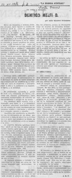 Domingo Melfi D.  [artículo] Julio Ramírez Fernández.