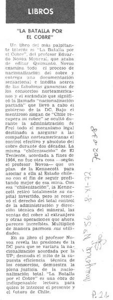 "La Batalla por el cobre".  [artículo]