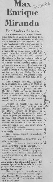 Max Enrique Miranda  [artículo] Andrés Sabella.