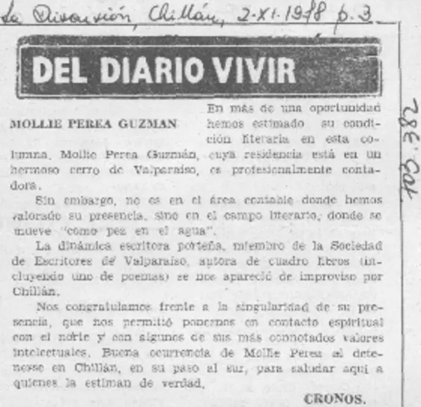 Mollie Perea Guzman  [artículo] Cronos.