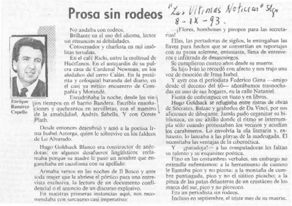 Prosa sin rodeos  [artículo] Enrique Ramírez Capello.