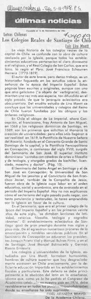 Los colegios reales de Santiago de Chile  [artículo] Fidel Araneda Bravo.