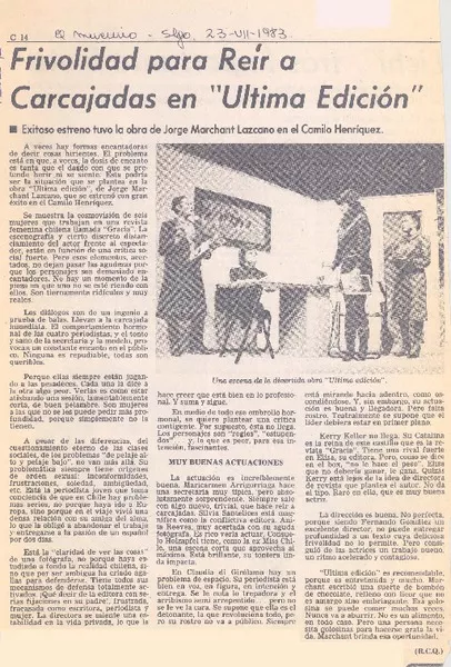 Fivolidad para reir a carcajadas en "Ultima edición"  [artículo] R. C. Q.