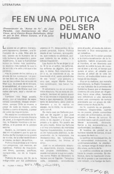 Fe en una política del ser humano  [artículo] Luis Weinstein.