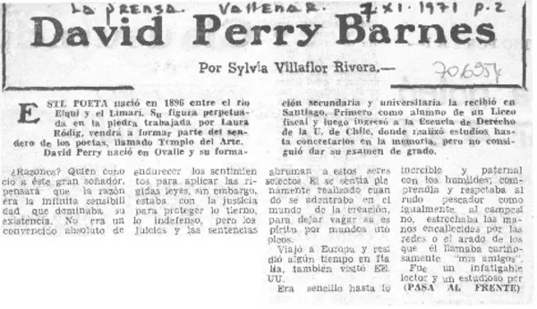David Perry Barnes  [artículo] Sylvia Villaflor Rivera.