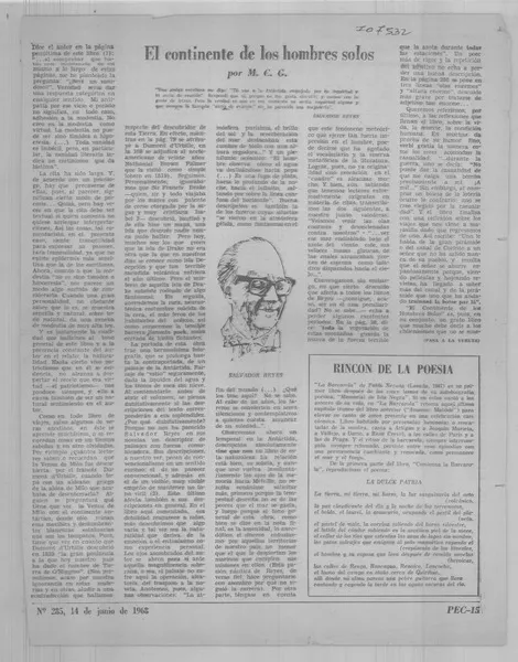 El continente de los hombres solos  [artículo] M. C. G.