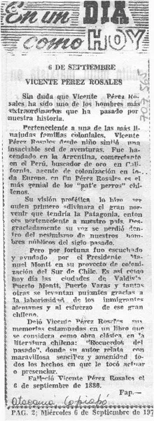 Vicente Pérez Rosales  [artículo] Fap.