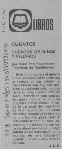Cuentos de niños y pájaros  [artículo] José Luis Rosasco.