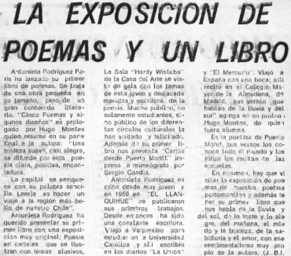 La exposición de poemas y un libro.  [artículo]