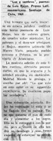Luz y sombras"  [artículo] Marino Muñoz L.