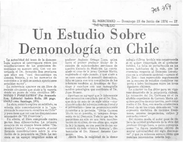 Un Estudio sobre demonología en Chile.  [artículo]