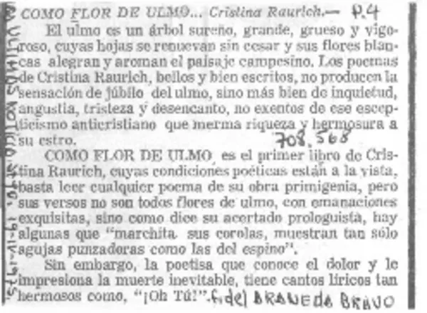 Como flor de ulmo  [artículo] Fidel Araneda Bravo.