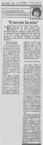 El toro por las astas  [artículo] Yolanda Montecinos.