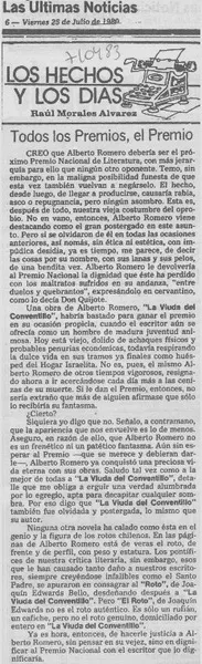 Todos los premios, el premio  [artículo] Raúl Morales Alvarez.