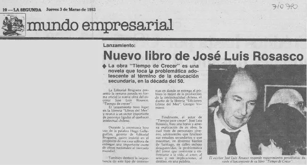 Nuevo libro de José Luis Rosasco.  [artículo]