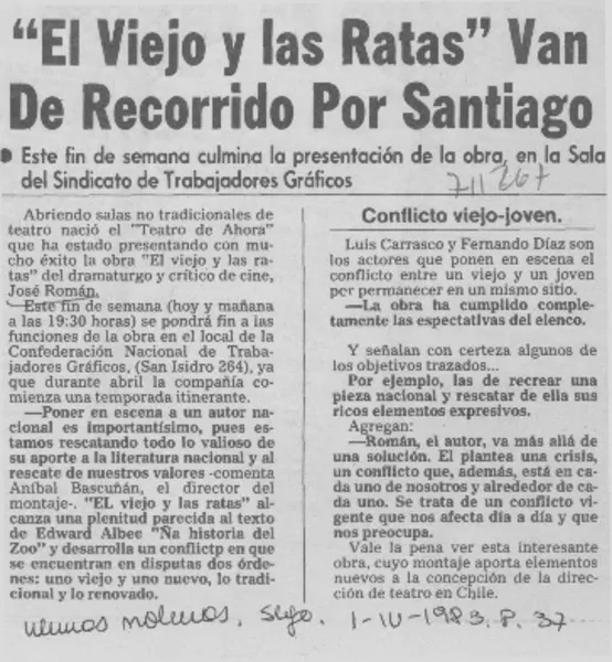 El viejo y las ratas" van de recorrido por Santiago.  [artículo]
