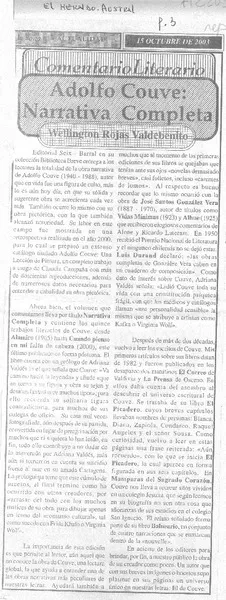 Adolfo Couve: narrativa completa  [artículo] Wellington Rojas Valdebenito.