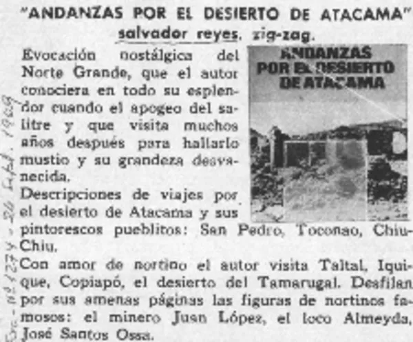 "Andanzas por el desierto de Atacama"  [artículo].