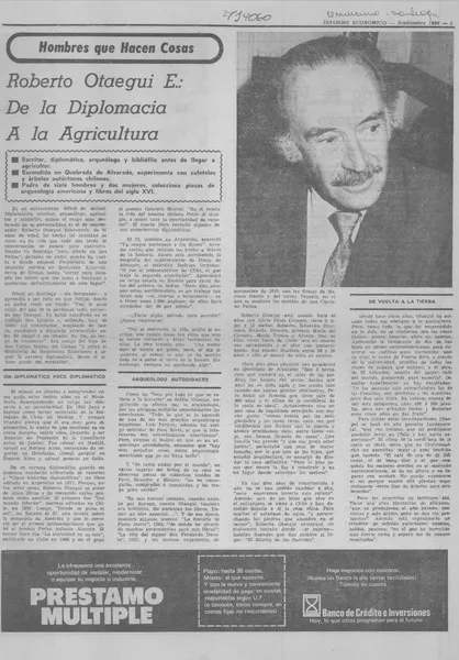 Roberto Otaegui E., de la diplomacia a la agricultura: [entrevista] [artículo]