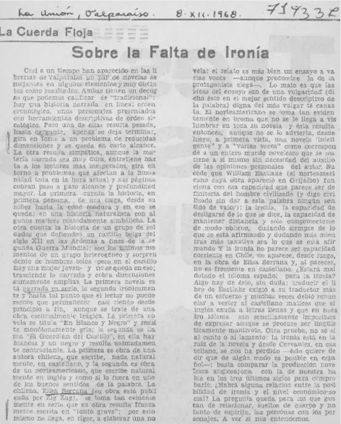 Sobre la falta de ironía.  [artículo]