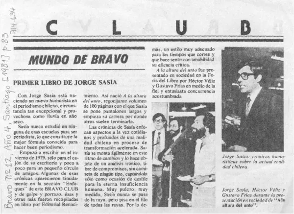 Primer libro de Jorge Sasía.  [artículo]