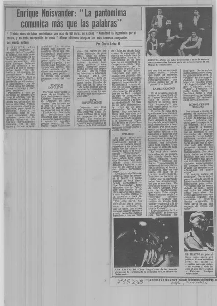 Enrique Noisvander, "la pantomima comunica más que las palabras"  [artículo] Gloria Leiva M.