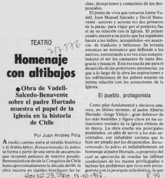 Homenaje con altibajos.  [artículo]
