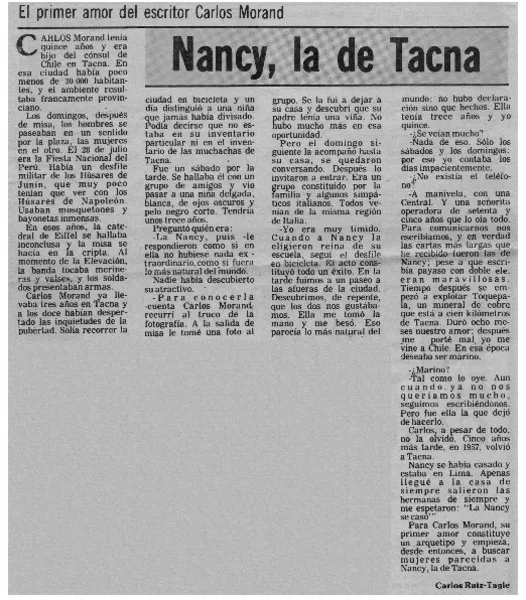 Nancy, la de Tacna  [artículo] Carlos Ruiz-Tagle.