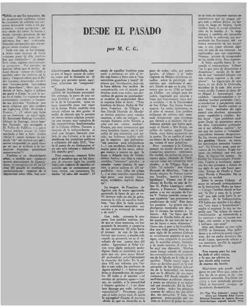 Desde el pasado  [artículo] M.C.G.